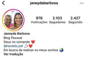 Janeyda e Heraldo nas redes sociais. Juntos no lar e no trabalho até que um decreto os separe (Foto: Reprodução)