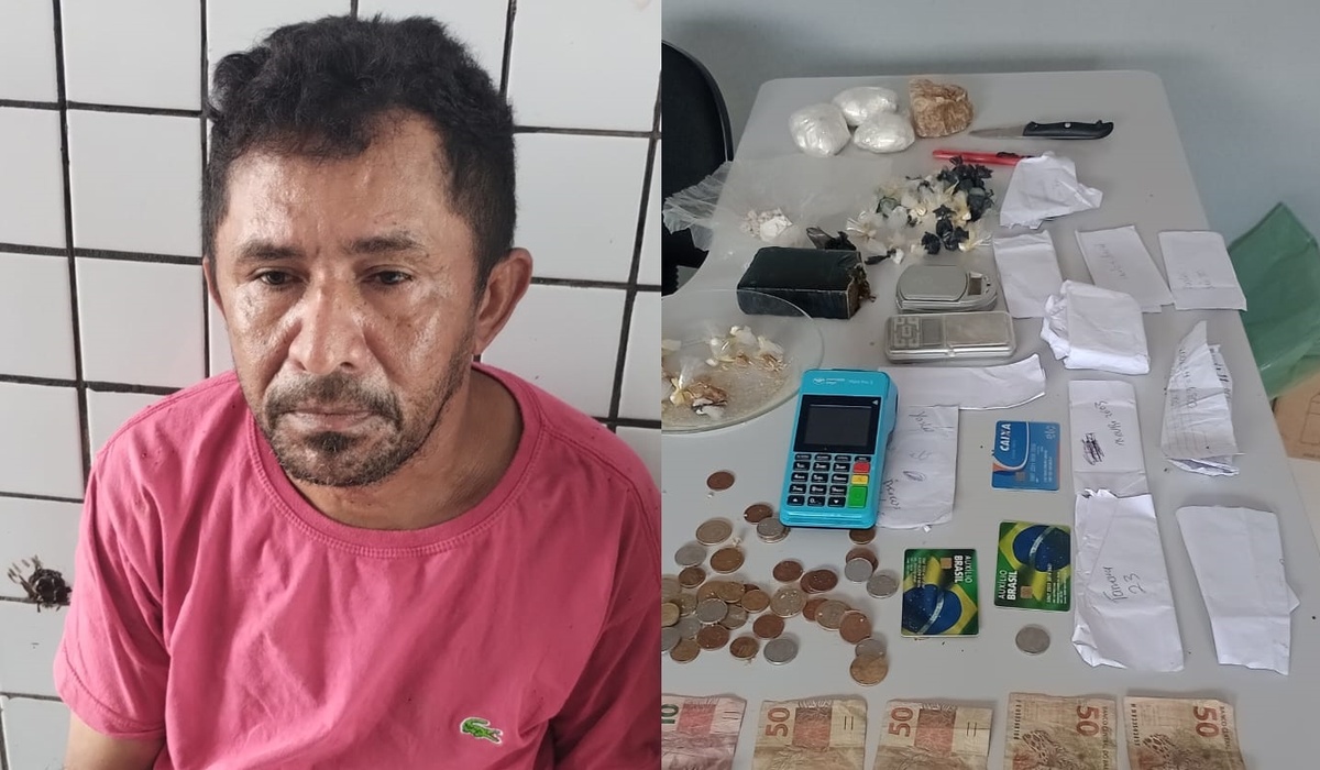 Na casa do suspeito havia diversos entorpecentes, além de balança de precisão e dinheiro