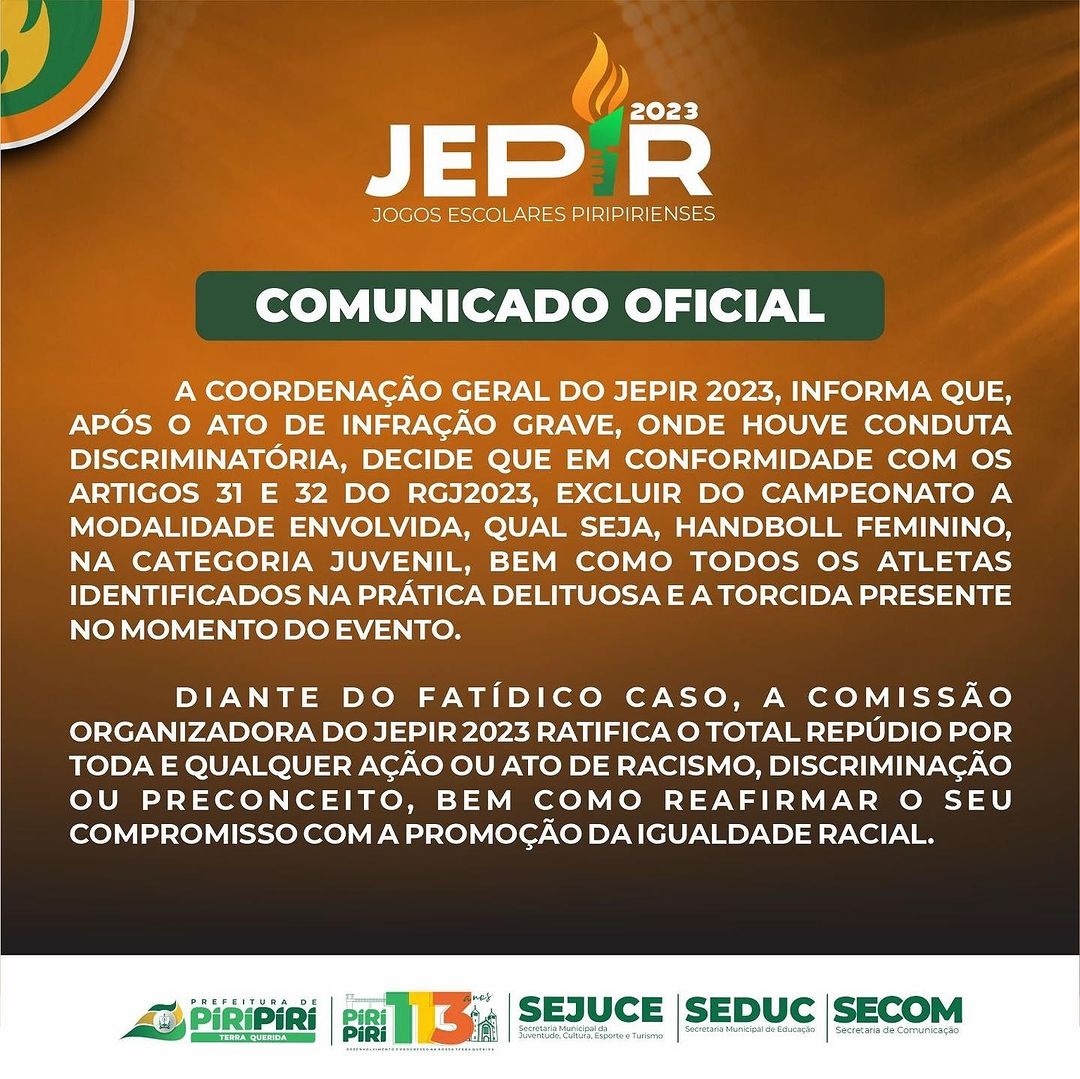 Nota da Secretaria de educação