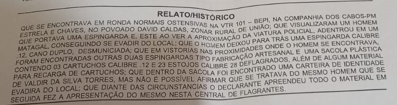 O relato dos policiais no boletim não menciona o dinheiro