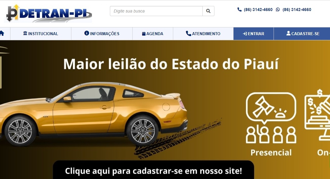 Página inicial do site falso