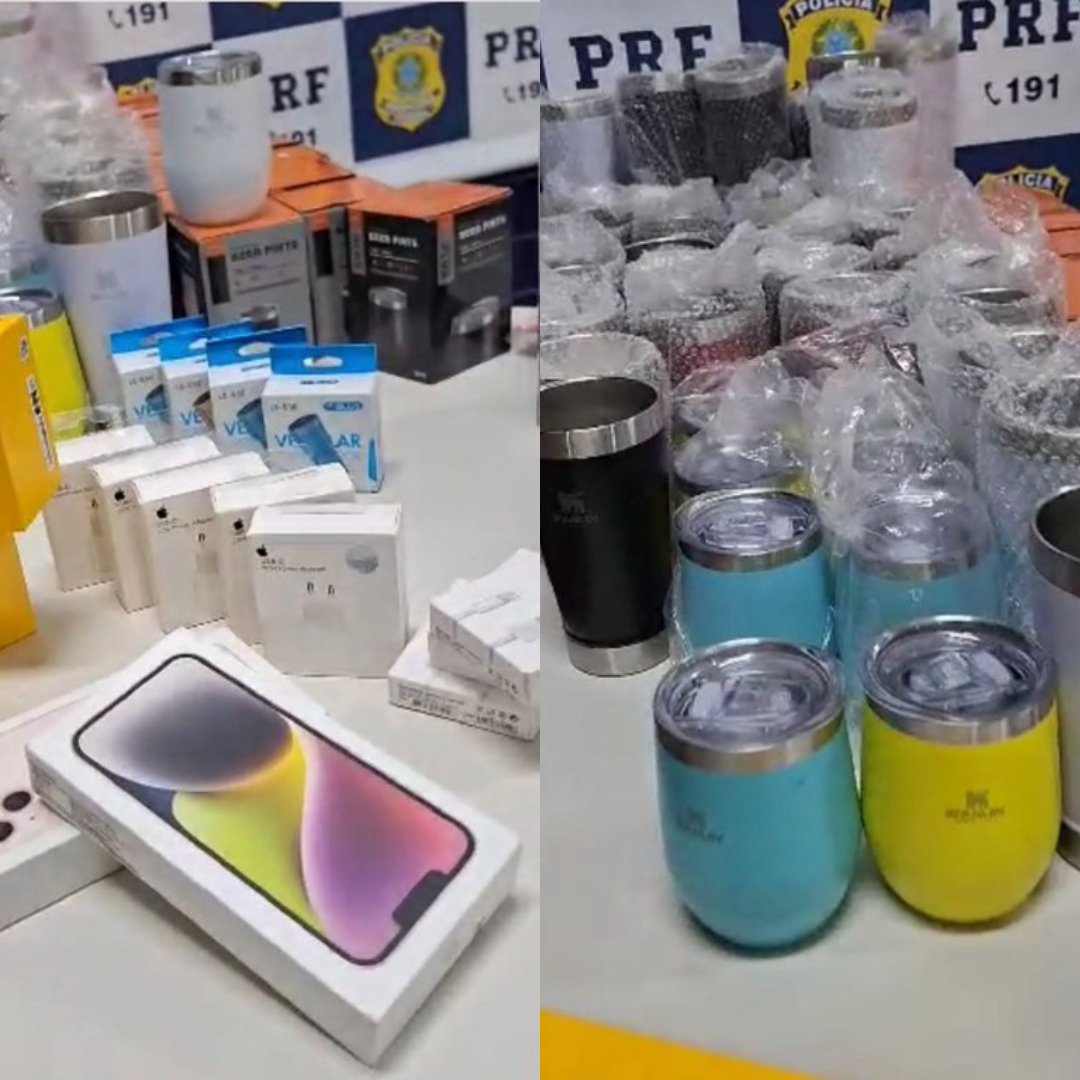 PRF apreende carga ilegal de 156 aparelhos eletrônicos avaliada R$ 30 mil