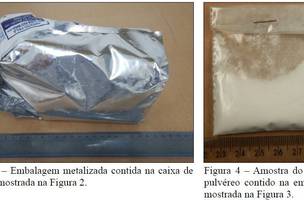 Embalagem interceptada em encomenda postal continha uma substância usada para adulterar cocaína (Foto: Reprodução)