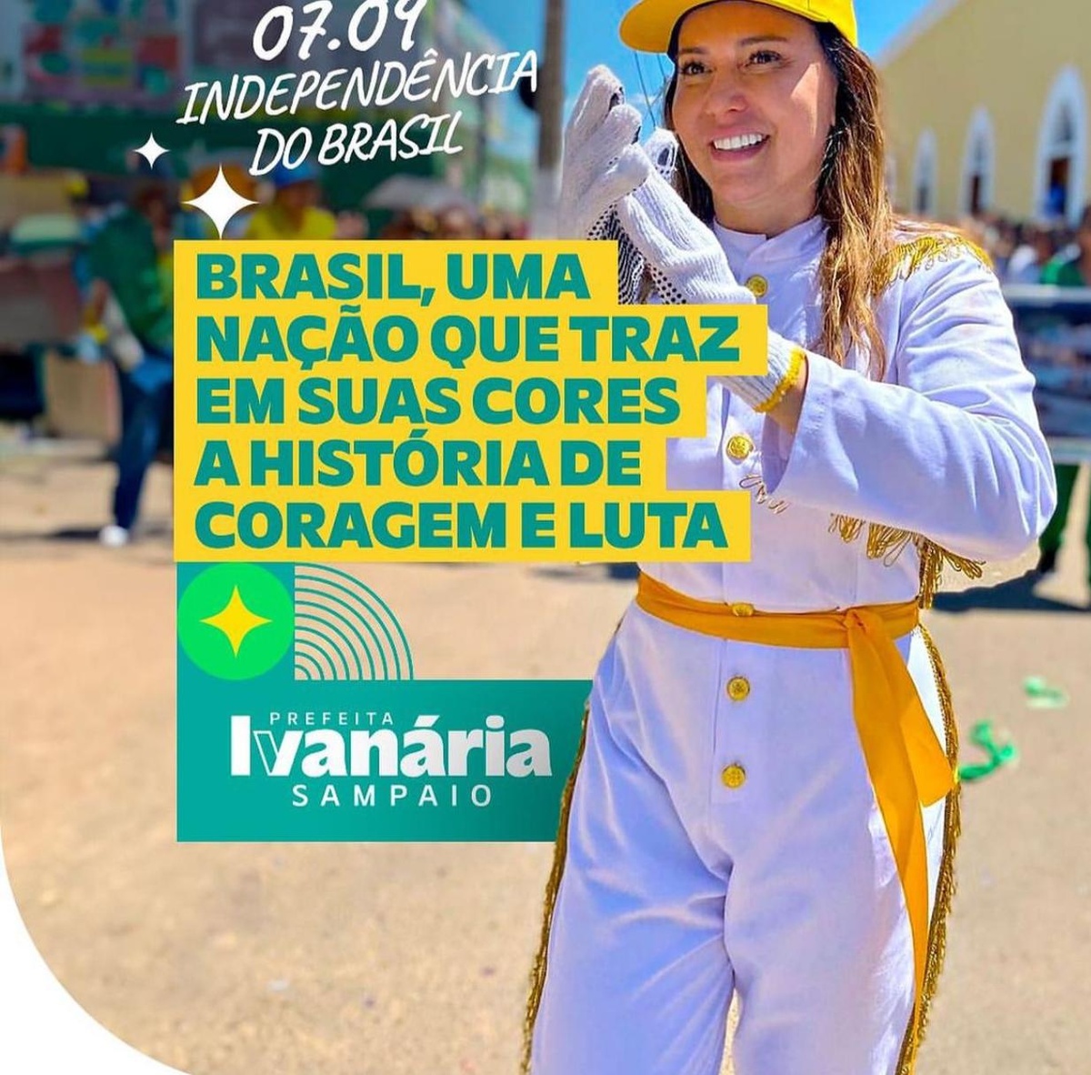 Prefeita divaga sobre a história da independência e sequer cita o grande herói de sua cidade