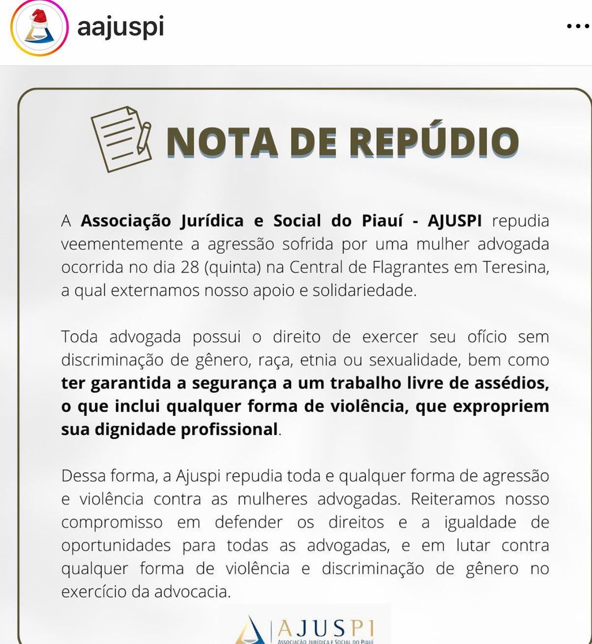 A nota de repúdio da Ajuspi. Contra quem e a favor de quem?