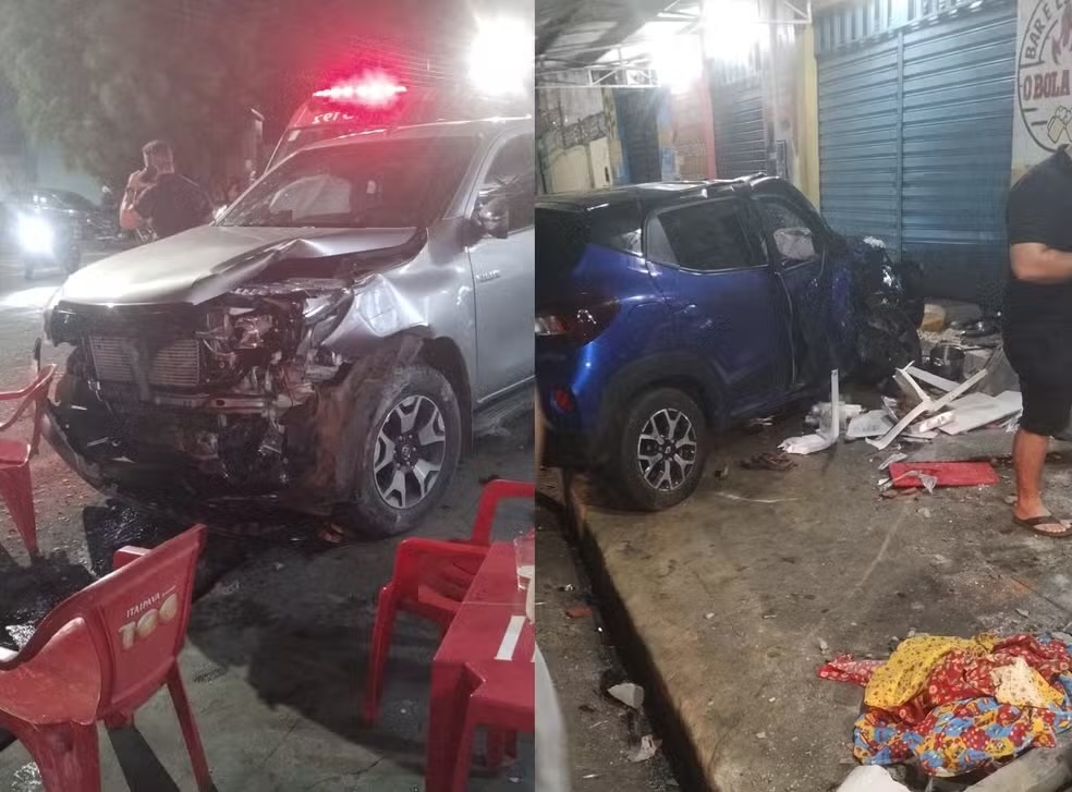 Carros colidiram e invadiram restaurante, na zona norte de Teresina