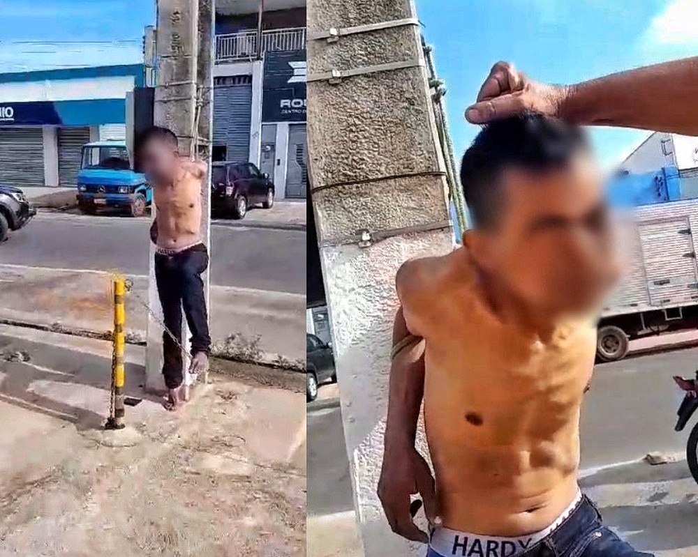 Homem é amarrado em poste e quase é linchamento por moradores na zona Sul de Teresina