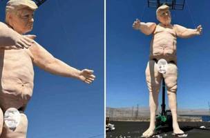 Estátua de Trump tem altura de um prédio de 4 andares (Foto: Reprodução)