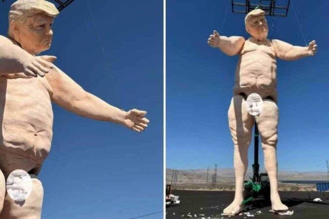 Estátua de Trump tem altura de um prédio de 4 andares
