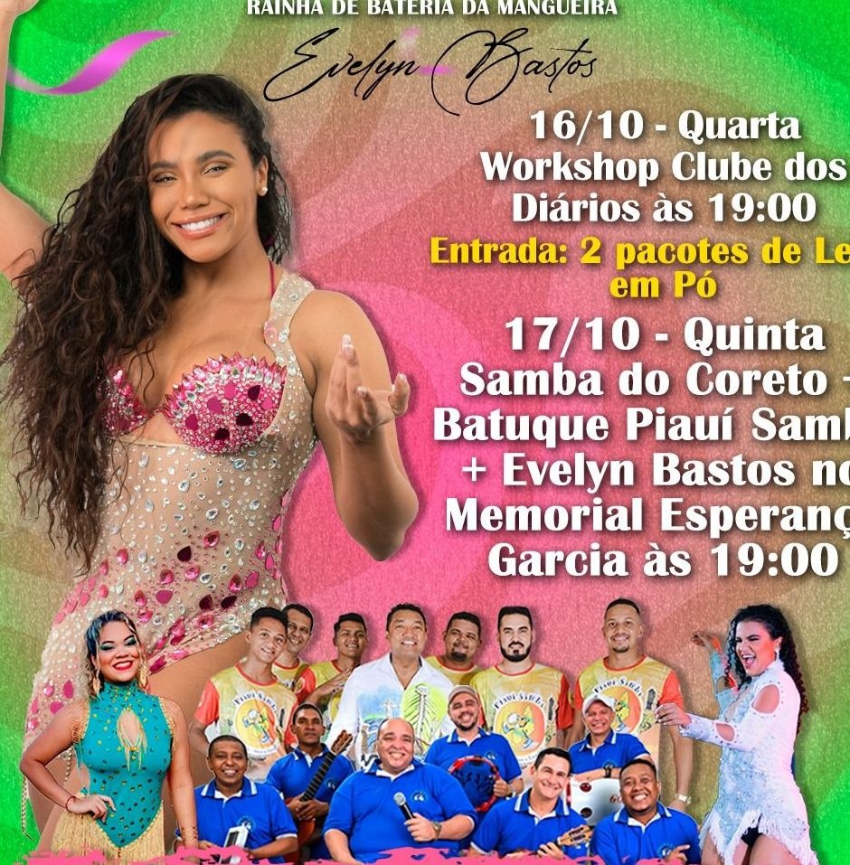Evento inclui workshop e apresentações com Evelyn Bastos e artistas locais.