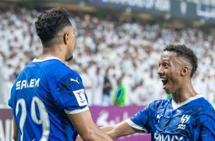 Jogadores do Al-Hilal comemoram gol na vitória sobre o Al-Ain• Twitter/Al-Hilal (Foto: • Twitter/Al-Hilal)