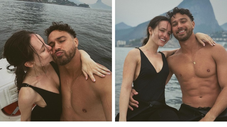 Larissa Manoela e André Luiz Frambach em passeio de barco• Instagram/ Larissa Manoela