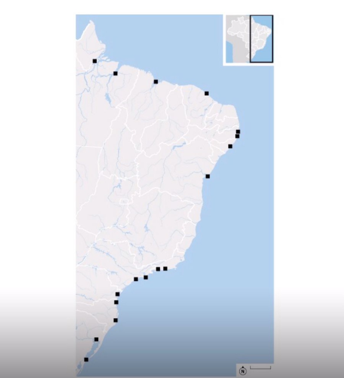 Mapa dos portos. O espaço do Piaui esta em branco