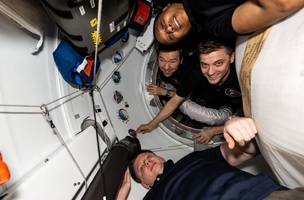 Os quatro membros da tripulação que compuseram a missão SpaceX Crew-8 a bordo da Estação Espacial Internacional• Nasa/Divulgação (Foto: • Nasa/Divulgação)