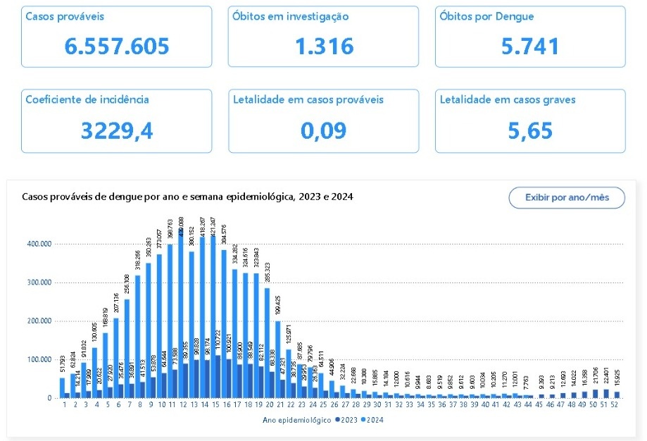 Demonstrativo dos casos de Dengue