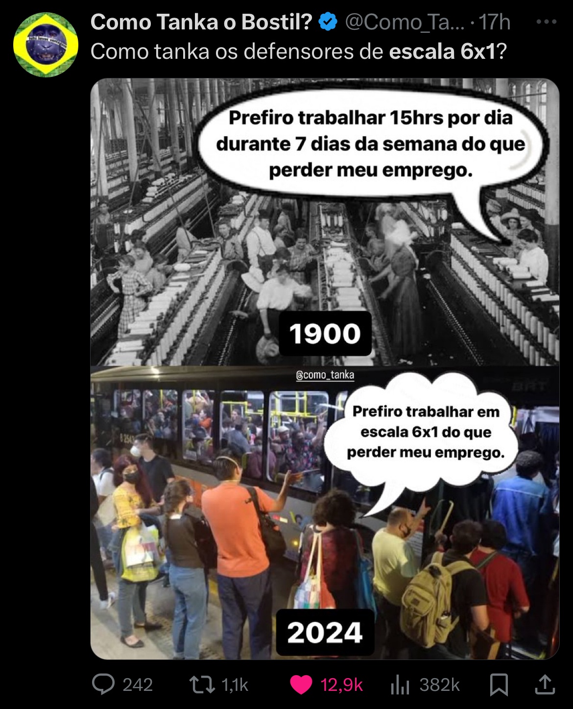 Internautas compararam o tema com avanços trabalhistas do passado