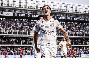 João Basso fez o gol do Santos contra o Vila Nova, em jogo da Série B• Raul Baretta / Santos FC (Foto: • Raul Baretta / Santos FC)