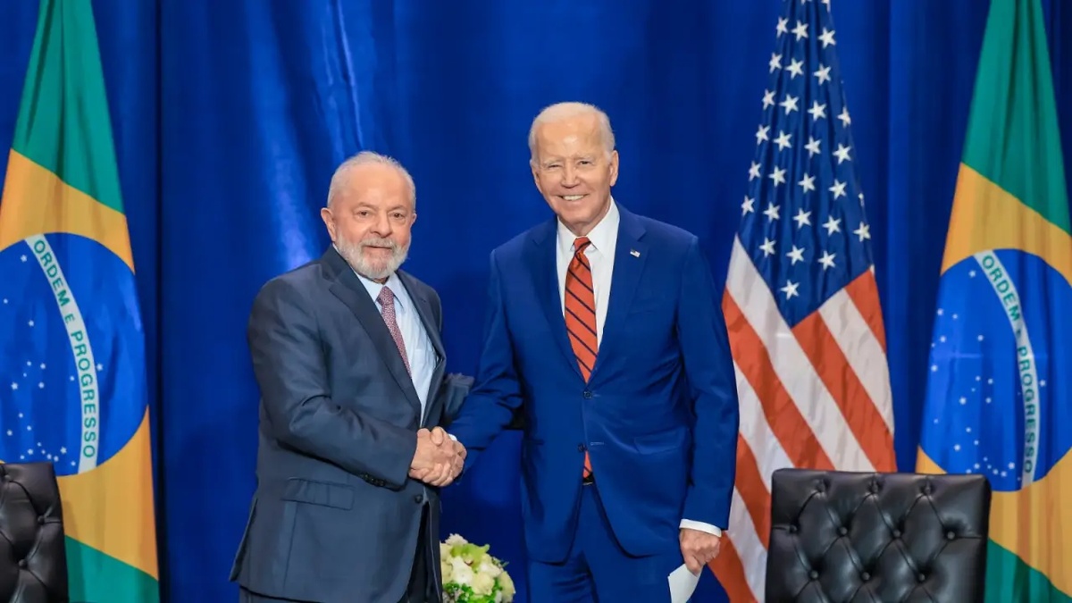 Os presidentes do Brasil, Luiz Inácio Lula da Silva, e dos Estados Unidos, e Joe Biden