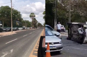 Carro capota na Av.Marechal (Foto: Reprodução)