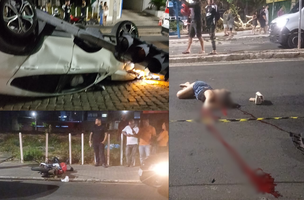 Mulher morre após colisão que fez carro capotar; motorista sai sem ferimentos. (Foto: Reprodução)