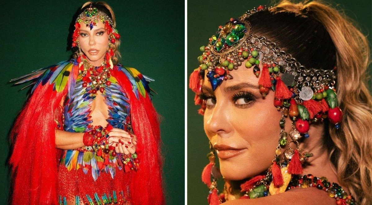 Paolla Oliveira usa figurino de arara em evento no Rio• Instagram/Paolla Oliveira