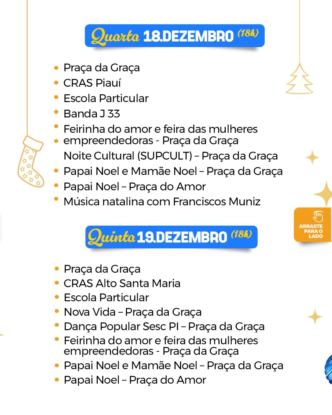 Programação 18 e 19/12.