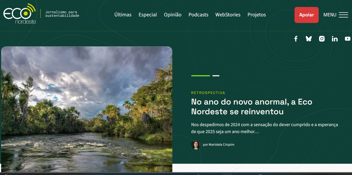 Site da Eco Nordeste | Jornalismo para a sustentabilidade