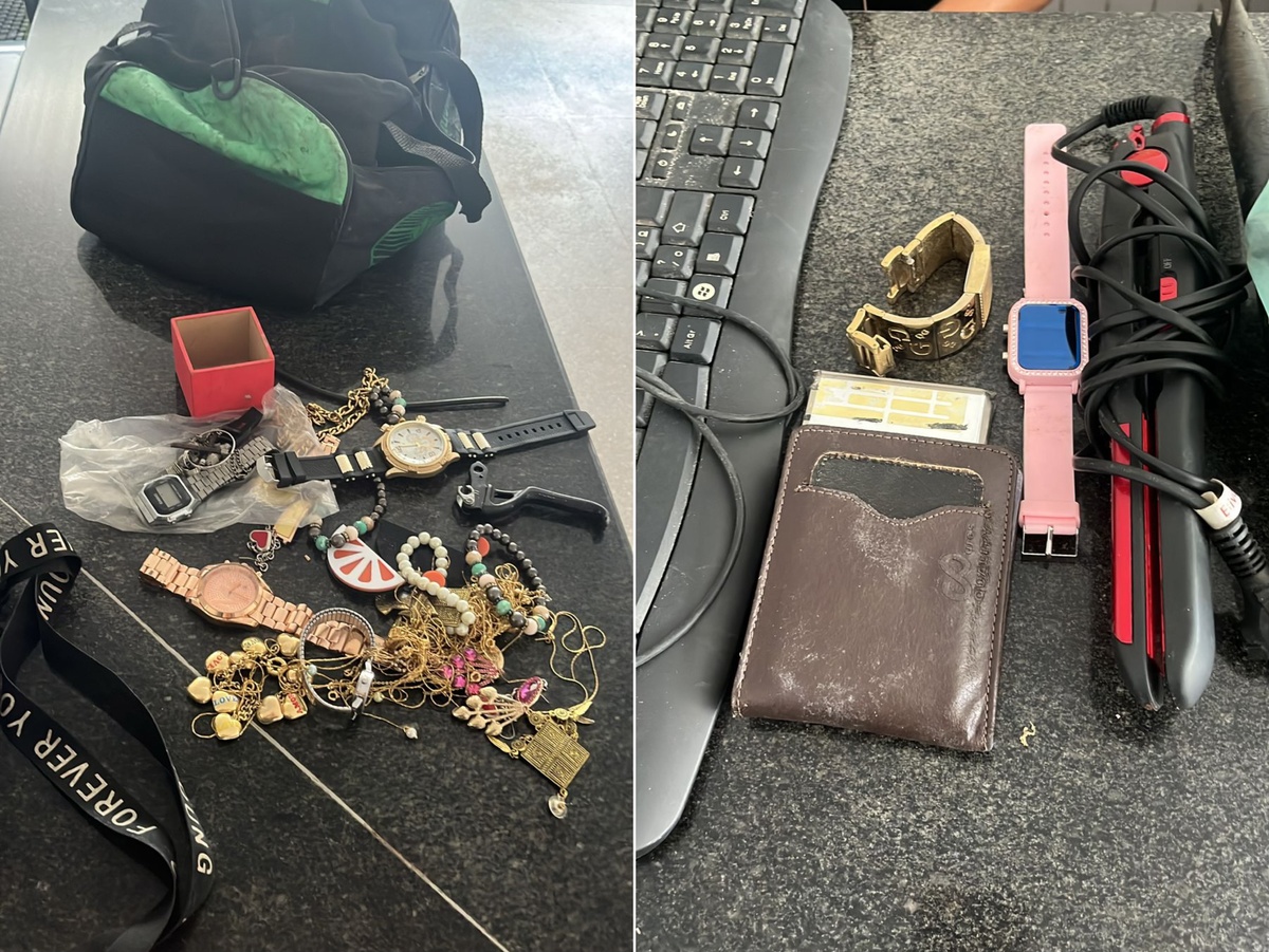 A polícia localizou os itens furtados pelo casal no interior da casa onde eles residiam