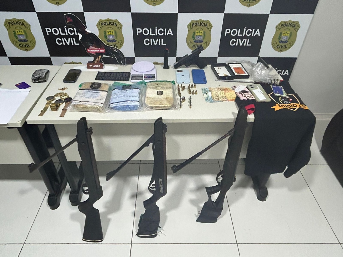Apreensões feitas no sítio de apoio ao grupo criminoso