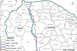 Comparativo da representação cartográfica da divisa entre o Ceará e o Piauí ao longo dos anos (Foto: IBGE/Elaboração: Ipece)
