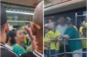 Confusão no metrô em encontro entre manifestantes e torcedores (Foto: Reprodução)