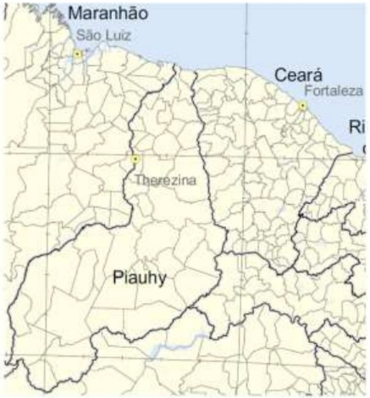 Divisa do Piauí e Ceará em 1920, após o Decreto Imperial.