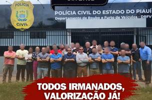 Observe: as caras identificadas são apenas duas. Os demais, que são policiais civis, borraram os rostos para não serem identificados. Isso é apenas um convite para a AG de discussão salarial (Foto: Reprodução)