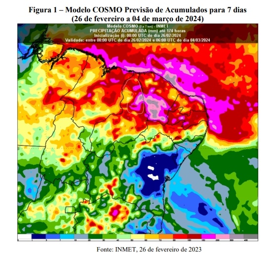Precipitação acumulada deve causar chuvas no Piauí nas próximas 48 horas