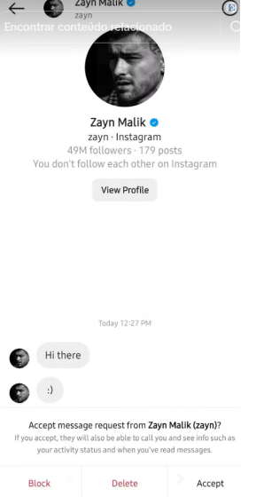 Zayn Malik via DM com Sam Fisher
