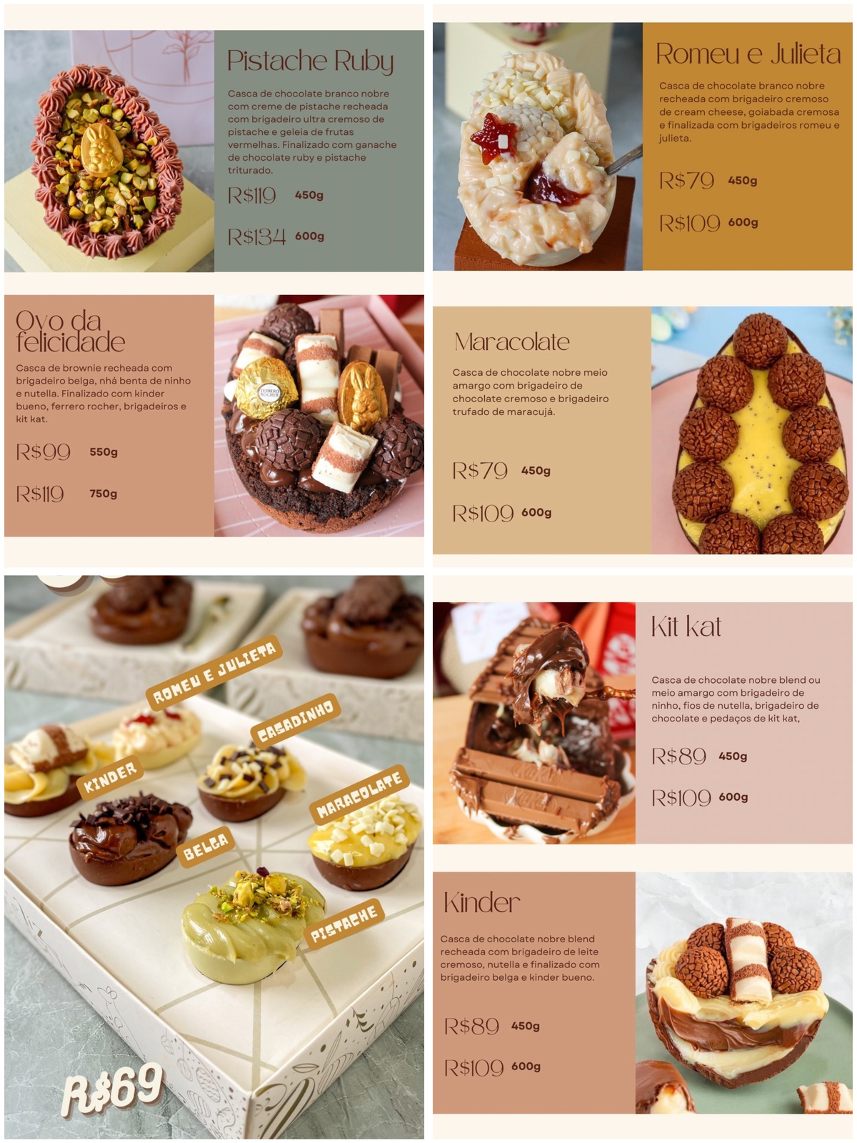 A confeitaria @eitaquebolo segue oferecendo ovos por encomenda, no entanto, alguns produtos esgotaram