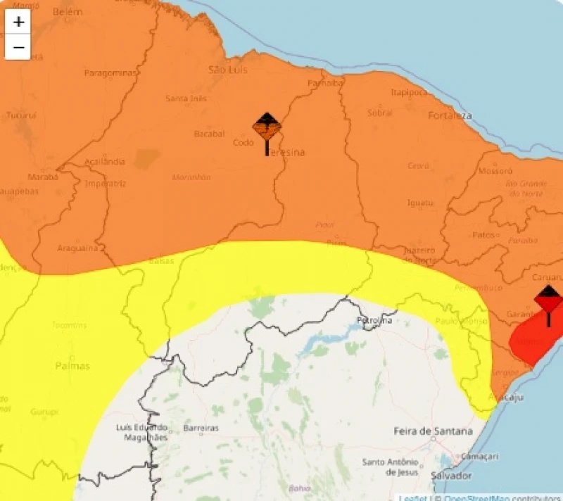 Alertas de chuvas intensas para o Piauí durante o fim de semana