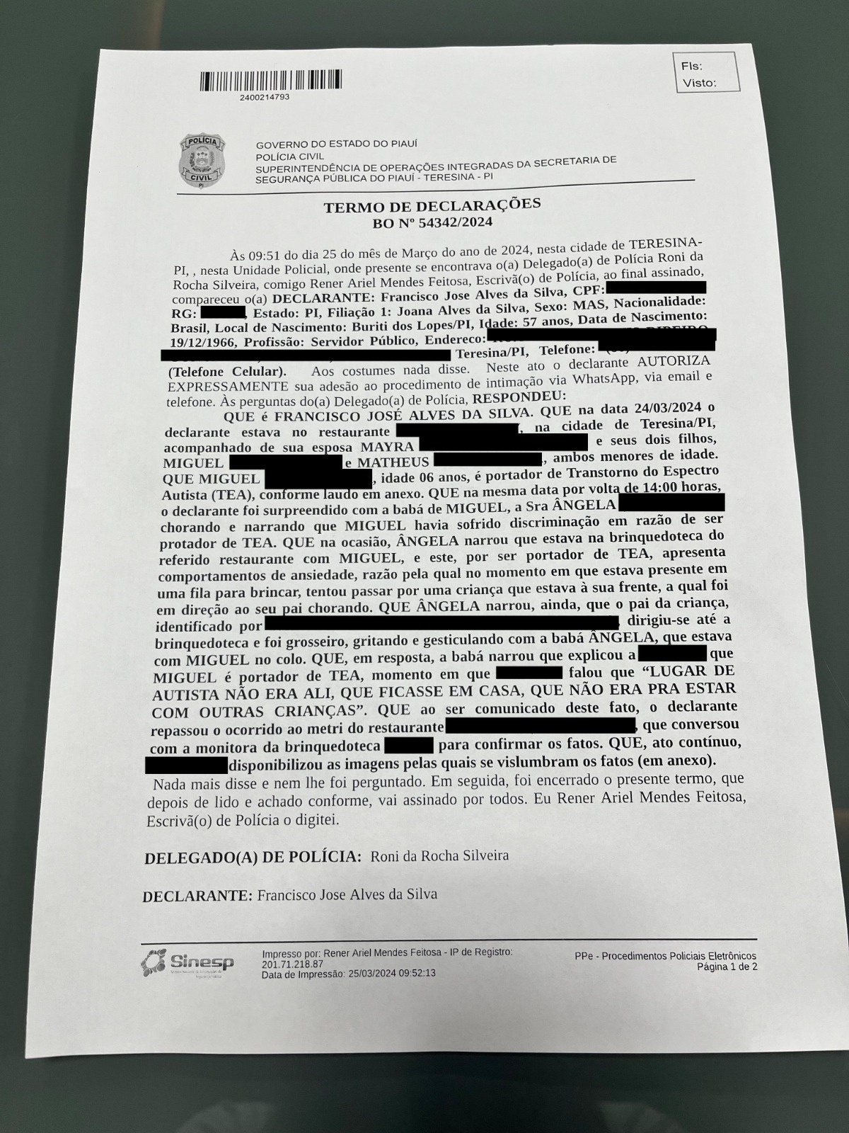 Boletim de ocorrência