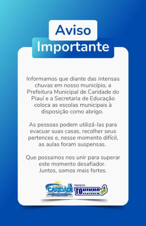 Comunicado da Defesa Civil do Município