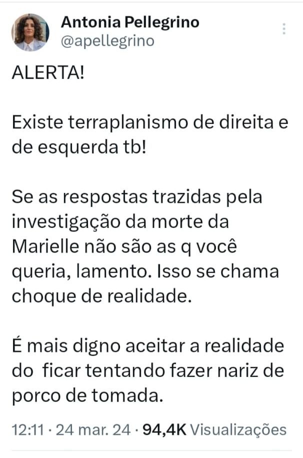 Leia a postagem de Pellegrino sobre o terraplanismo da esquerda