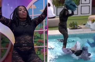 Leidy Elin joga roupas de Davi na piscina após treta no "sincerão" (Foto: Reprodução/Tv Globo)
