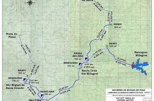 Mapa com a localização da Barragem Milagres, no rio São Nicoau (Foto: Reprodução)