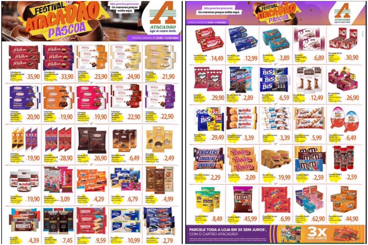 No supermercado Atacadão há ofertas temáticas durante o fim de semana de Páscoa