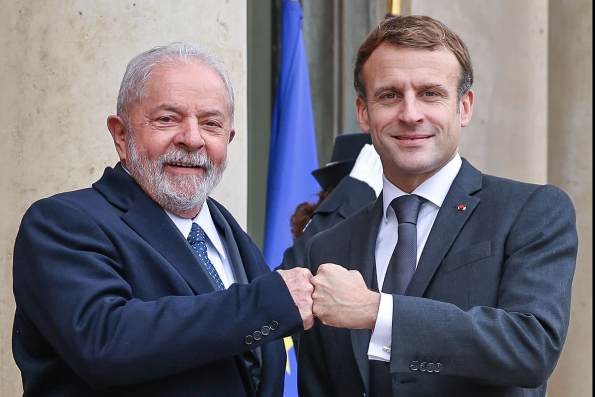 Presidente Lula e Emmanuel Macron, presidente da França.