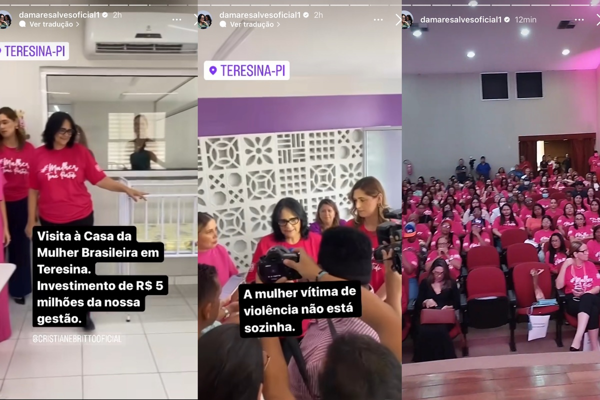 Registros da senadora Damares Alves na Casa da Mulher Brasileira, em Teresina