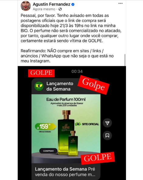 Agustin Fernandez alerta sobre golpes envolvendo o perfume inspirado no ex-presidente Jair Bolsonaro