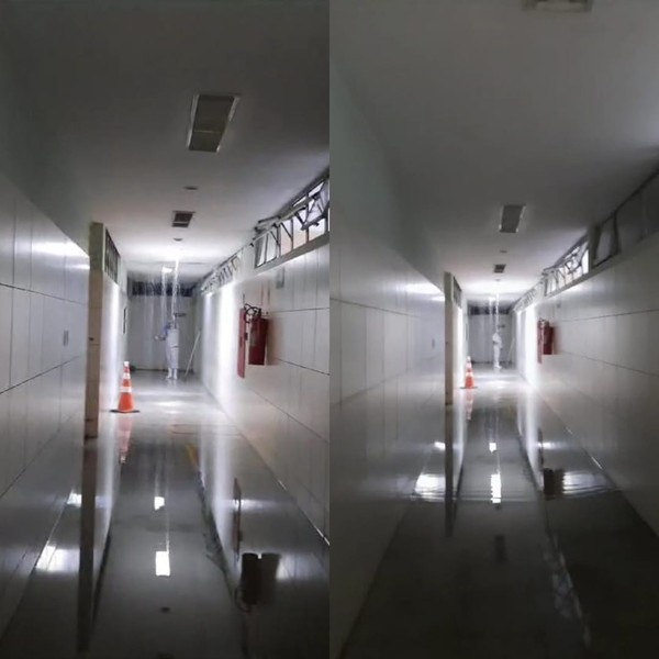Chuva forte em Teresina alagou os corredores e alas do Hospital de Urgência de Teresina (HUT)