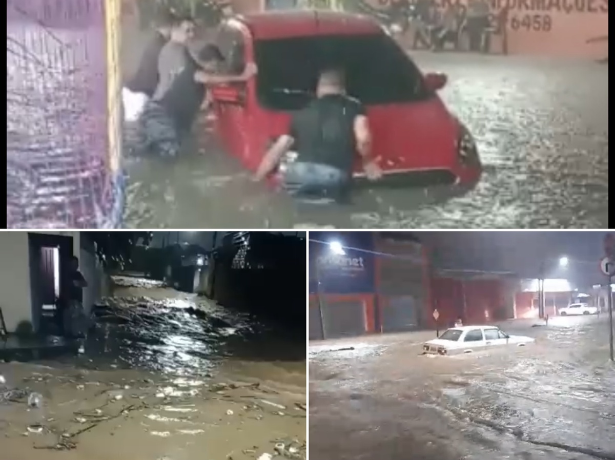 Chuvas fortes em Teresina causam alagamentos e correntezas pela cidade