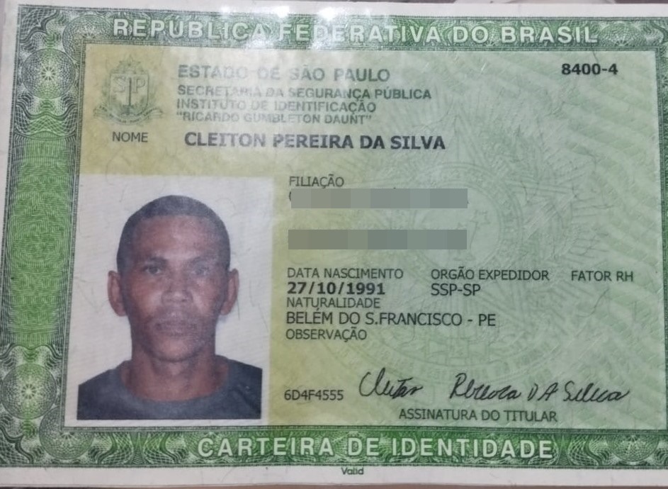Cleiton Pereira da Silva foi assassinado com golpes de uma tora de madeira na cabeça