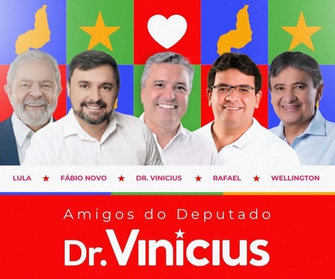 Finalmente, Wellington Dias aparece num cartaz da campanha de Fábio Novo. Mas foi produzido pelo Dr Vinícius… o ministro segue “proibido” de participar